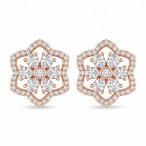 Floral Bloom AD Rose Gold-Plated Stud Earrings