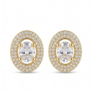 Classic Oval AD Gold-Plated Stud Earrings