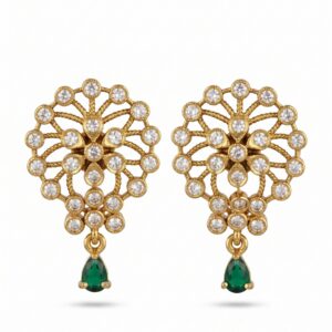 Green Drop AD Gold-Plated Traditional Earrings