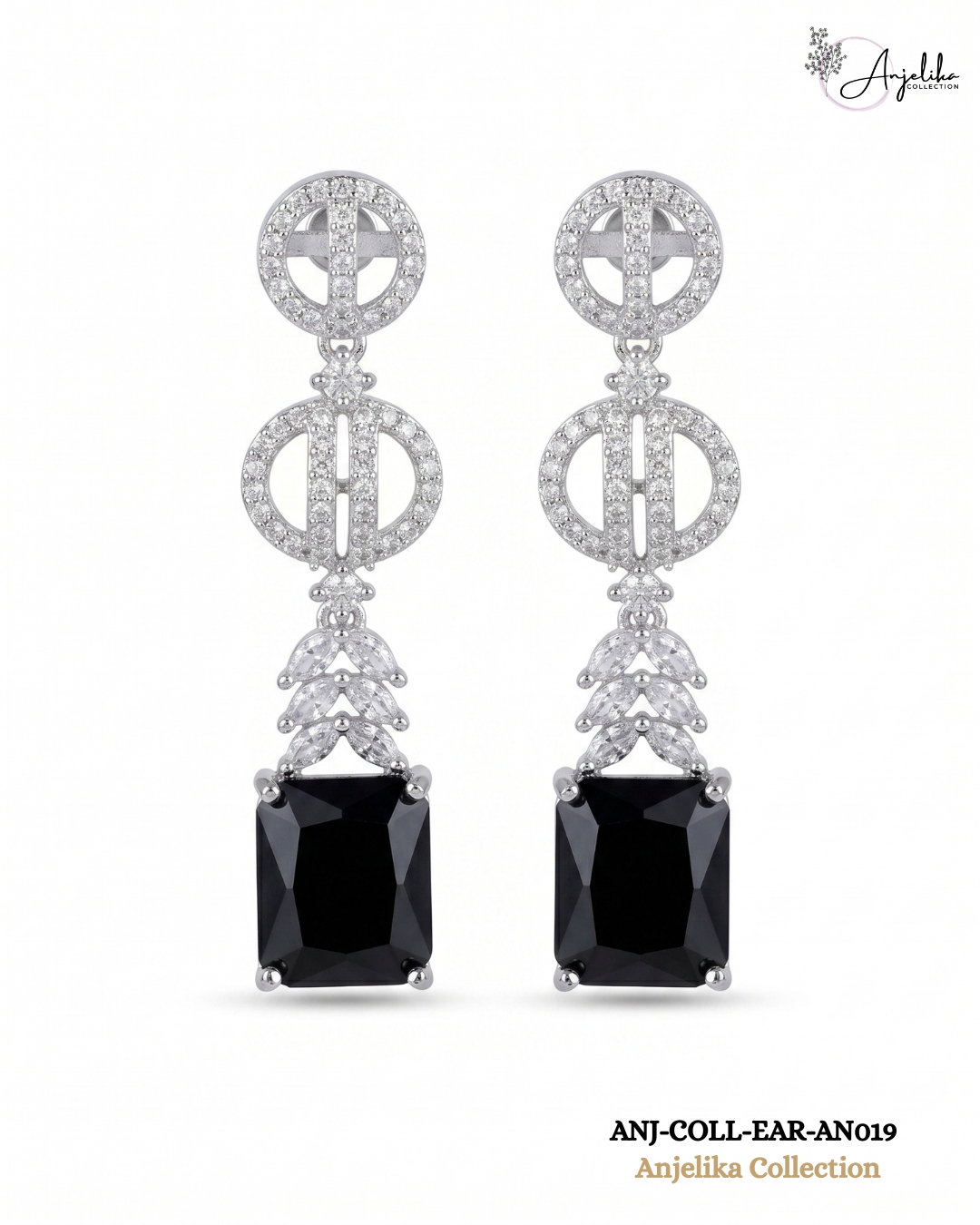 Midnight Elegance Black Crystal Drop Earrings