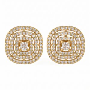 Floral American Diamond Gold-Plated Stud Earrings