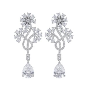 Crystal Blossom Teardrop Dangle Earrings