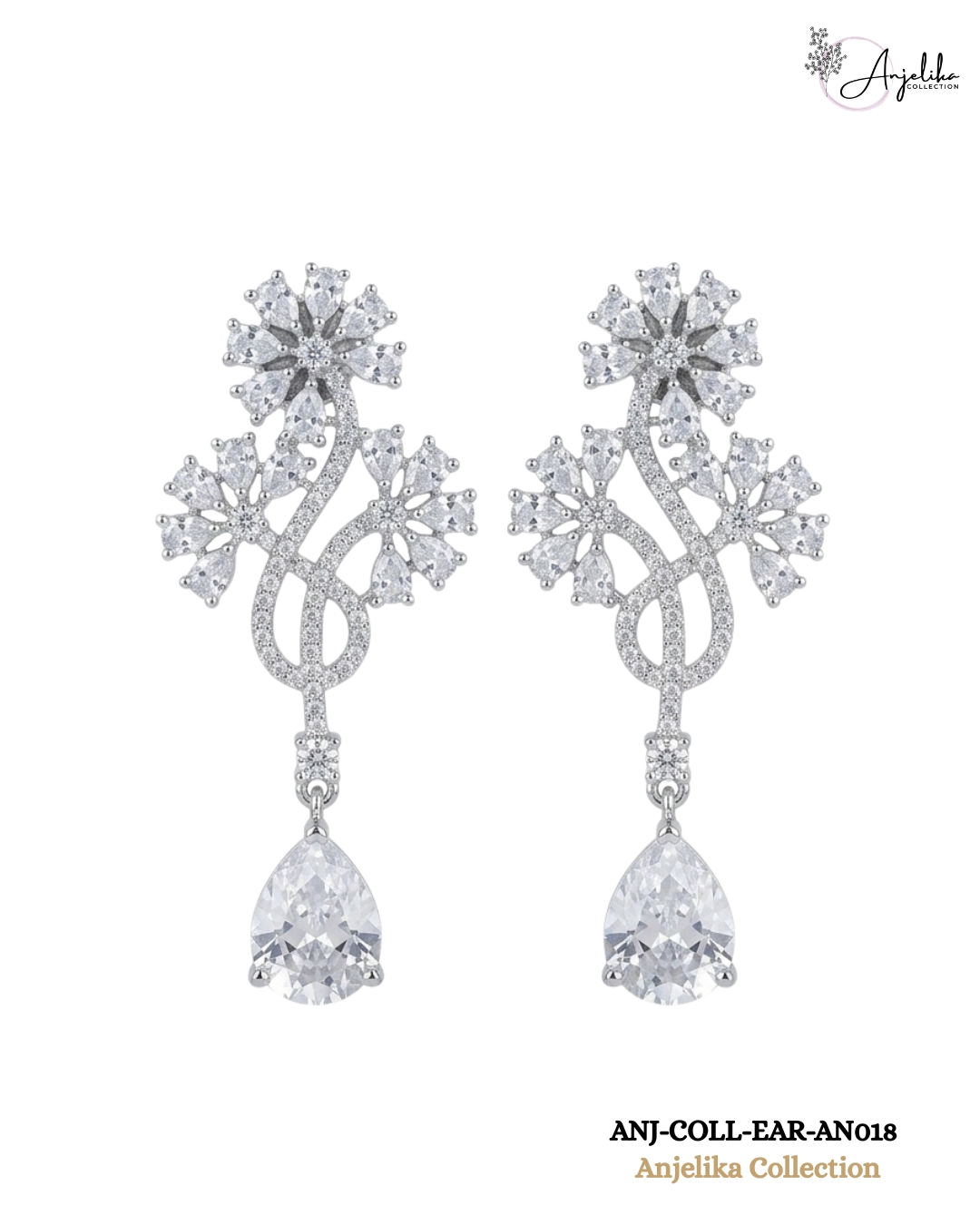Crystal Blossom Teardrop Dangle Earrings