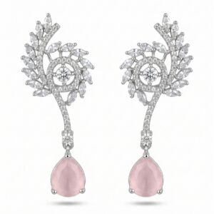 Blush Petal Crystal Drop Earrings